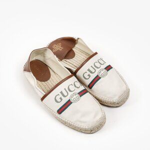 Gucci White Web Accent Canvas Espadrilles